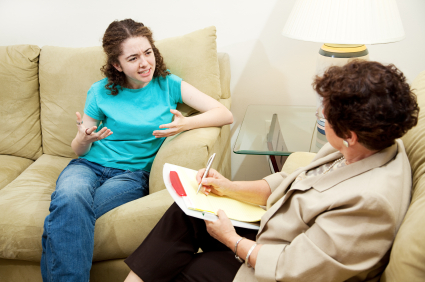 Psychiatrist and patient in therapy session